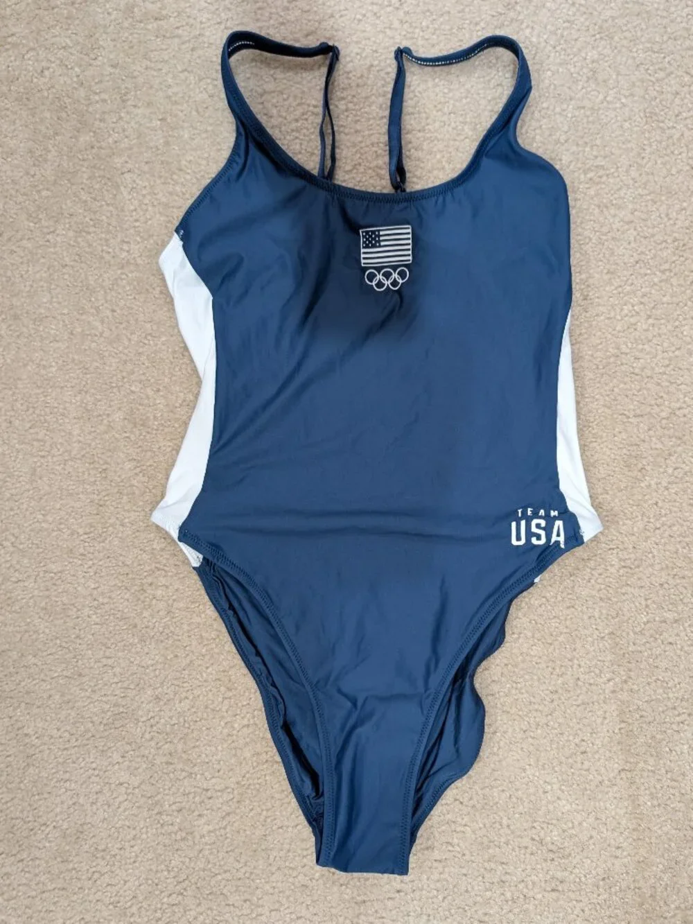 NWT Skims USA Bathing Suit, XL, Blue/White panels